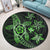 Kanaka Map Hibiscus Plumeria Turtle Art Green Polynesian Round Carpet - AH - Polynesian Pride