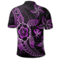 Kanaka Map Hibiscus Plumeria Turtle Art Pink Polynesian Polo Shirt - Polynesian Pride
