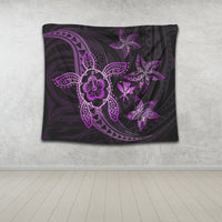 Kanaka Map Hibiscus Plumeria Turtle Art Pink Polynesian Tapestry - AH - Polynesian Pride