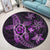 Kanaka Map Hibiscus Plumeria Turtle Art Pink Polynesian Round Carpet - AH - Polynesian Pride