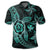 Kanaka Map Hibiscus Plumeria Turtle Art Turquoise Polynesian Polo Shirt - Polynesian Pride