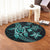 Kanaka Map Hibiscus Plumeria Turtle Art Turquoise Polynesian Round Carpet - AH - Polynesian Pride