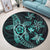 Kanaka Map Hibiscus Plumeria Turtle Art Turquoise Polynesian Round Carpet - AH - Polynesian Pride