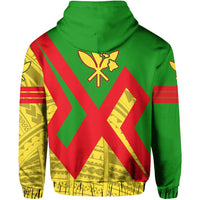 Kanaka Maoli Flag Polynesian Zipper Hoodie Cross Style - Polynesian Pride