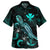 Native Hawaiians Matching Dress and Hawaiian Shirt Knaka Maoli with Polynesian Turtle and Blooming Hibiscus Turquoise - Polynesian Pride