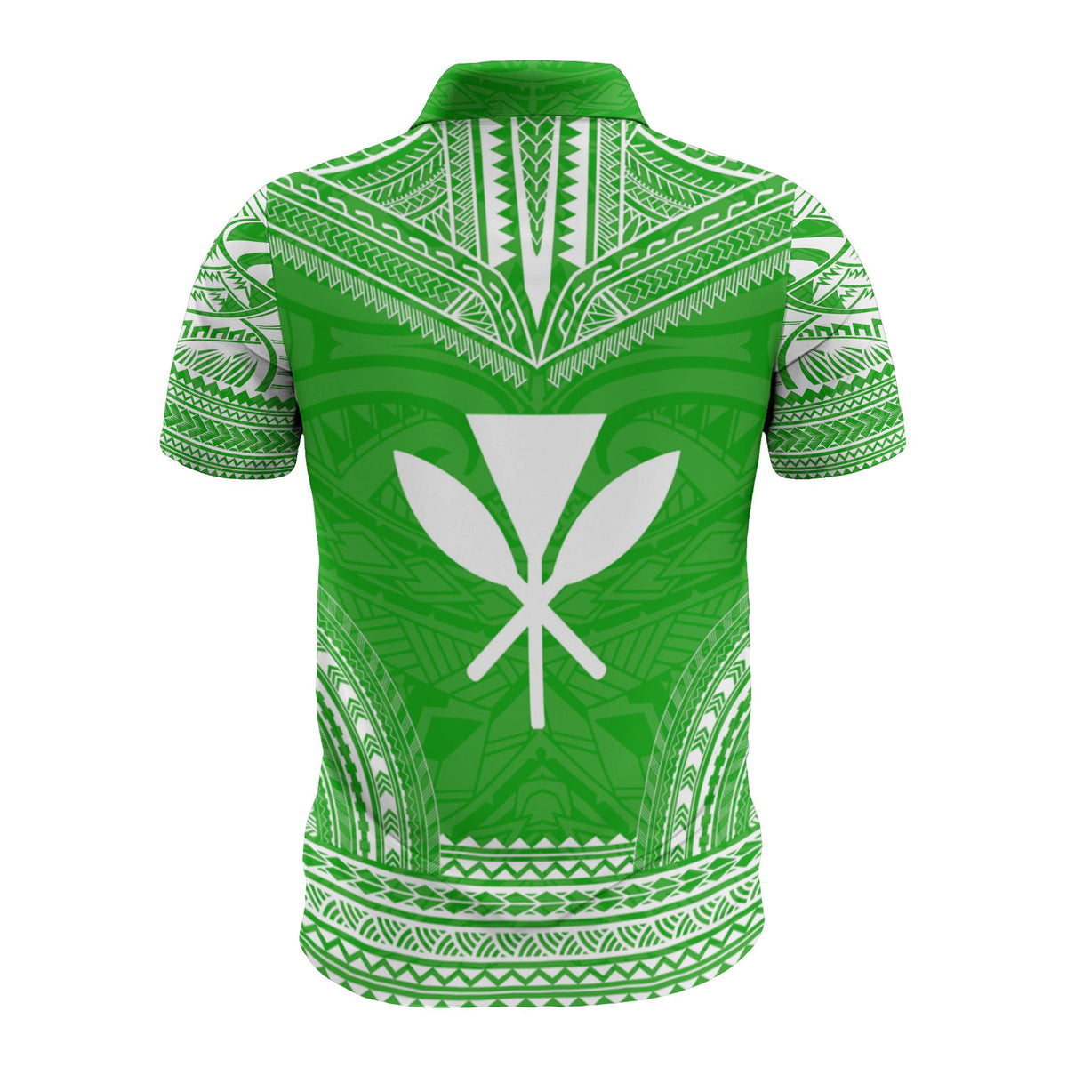 Hawaii Custom Polo Shirt Kanaka Maoli Polynesian Chief Tattoo Green Version - Polynesian Pride