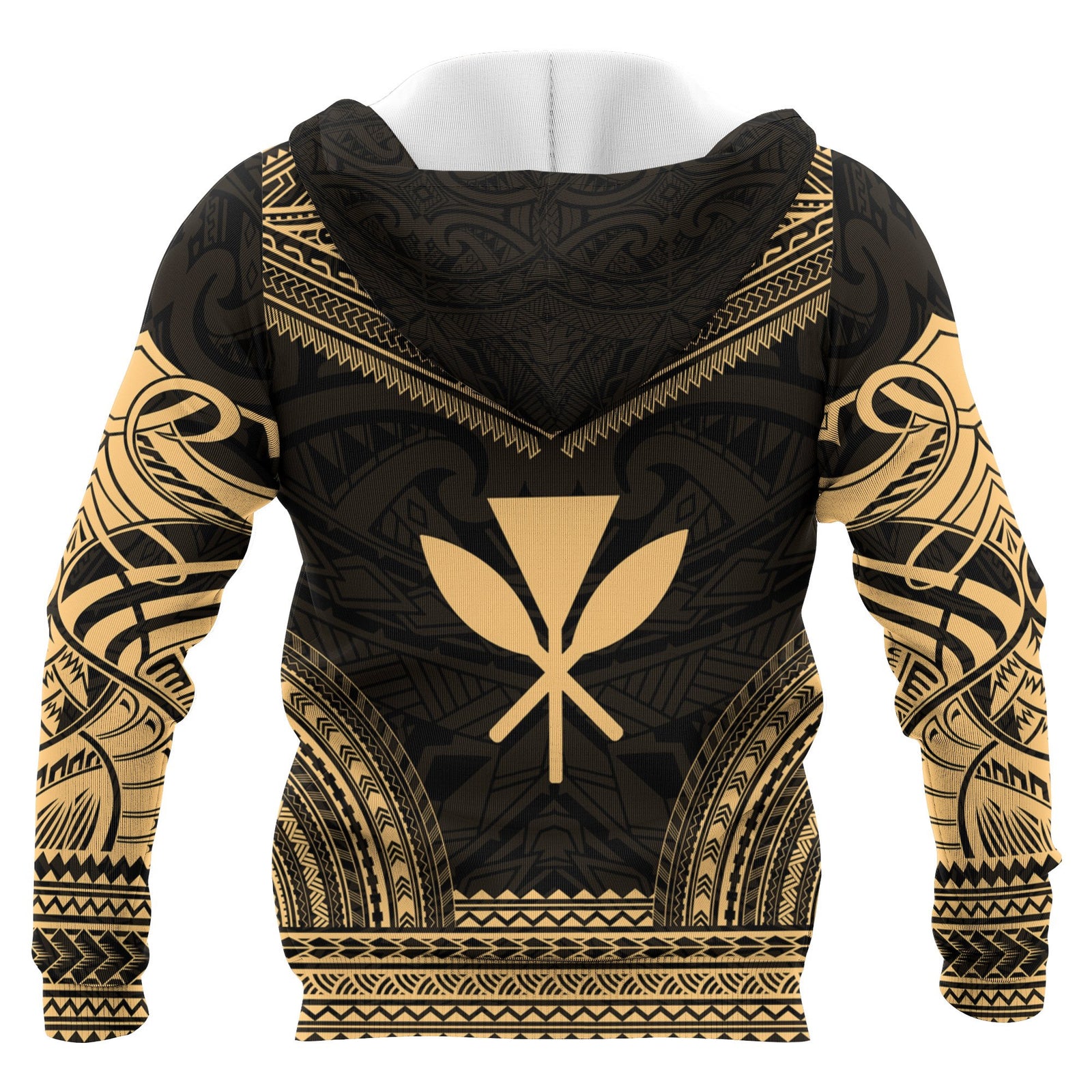 Kanaka Maoli Polynesian Chief Custom Zip up Hoodie Gold Version Unisex Gold - Polynesian Pride