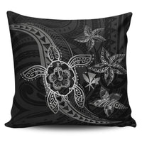 Kanaka Map Hibiscus Plumeria Turtle Art Gray Polynesian Pillow Covers One Size Zippered Pillow Case 18"x18"(Twin Sides) Gray - Polynesian Pride
