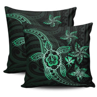 Kanaka Map Hibiscus Plumeria Turtle Polynesian Pillow Covers Turquoise One Size Zippered Pillow Cases 18"x 18" (Twin Sides) (Set of 2) Turquoise - Polynesian Pride