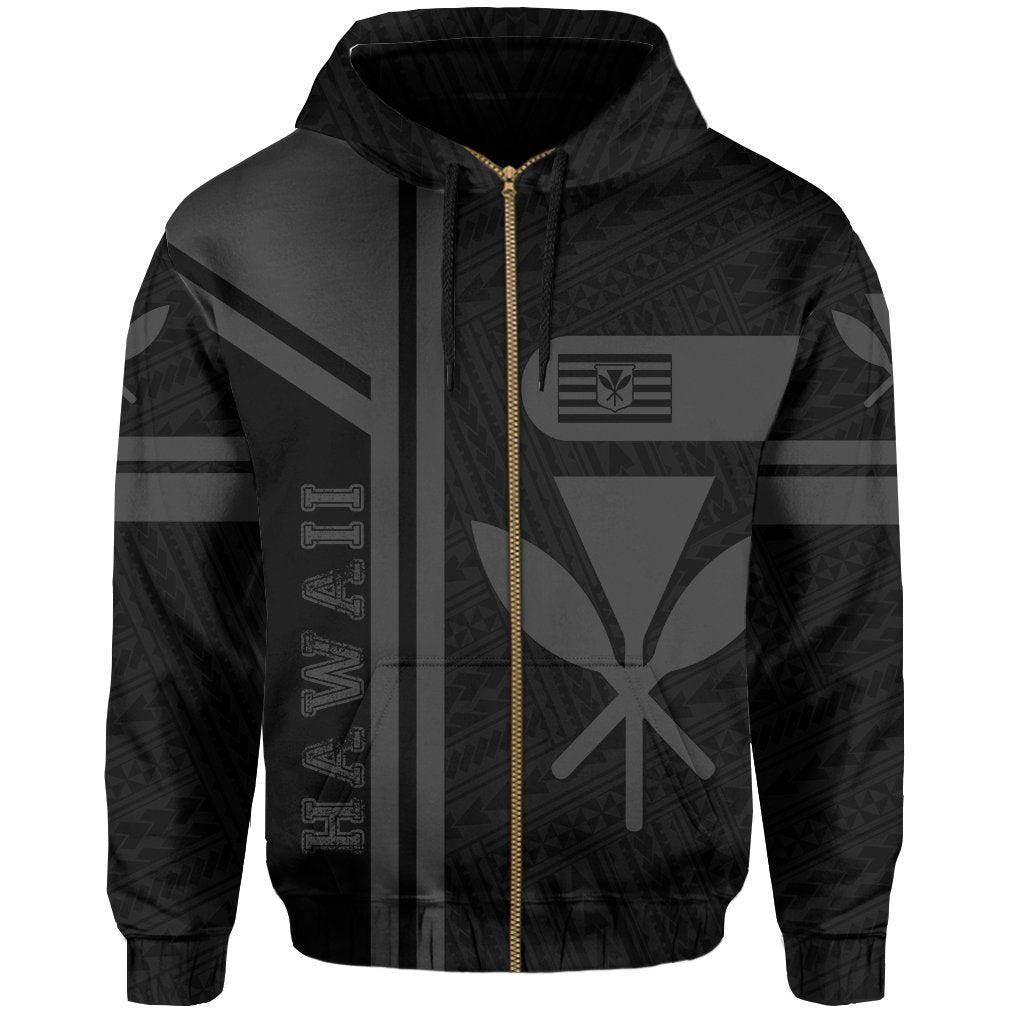 Kanaka Polynesian Zipper Hoodie Gray Morale Style - Polynesian Pride