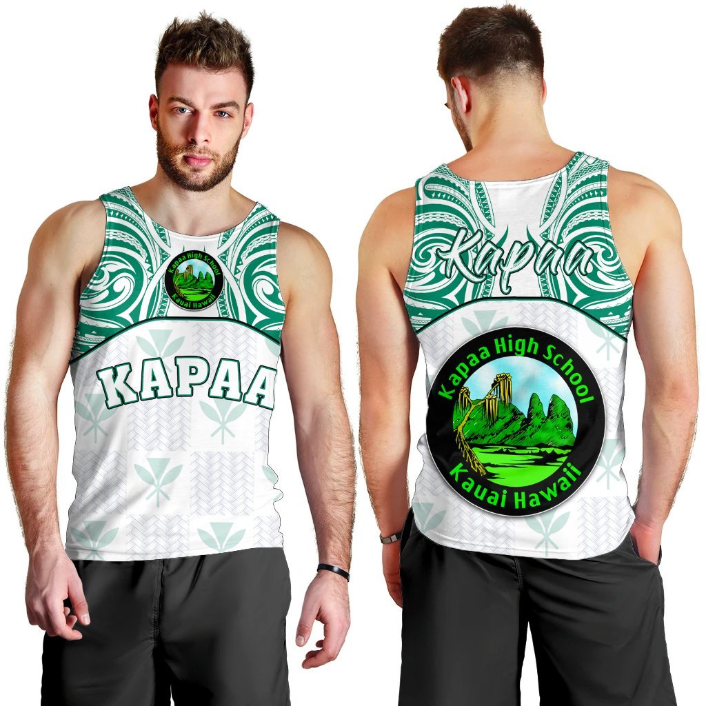 hawaiiMen's Tank Top - Kanaka Kapaa High School Men's Tank Top Demodern Style AH White - Polynesian Pride