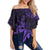 Hawaiian King Kanaka Map Polynesian Kauai Women's Off Shoulder Wrap Waist Top - Purple - Hala Style - AH Female Purple - Polynesian Pride