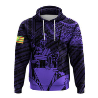 Hawaiian King Kanaka Map Polynesian Kauai Hoodie Purple Hala Style - Polynesian Pride