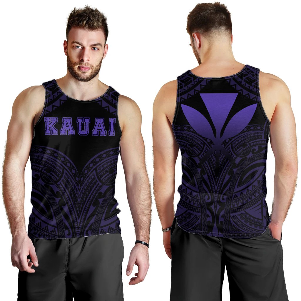 Hawaiian Kanaka Map Polynesian Kauai Men's Tank Top - Purple - Brad Style - AH Purple - Polynesian Pride