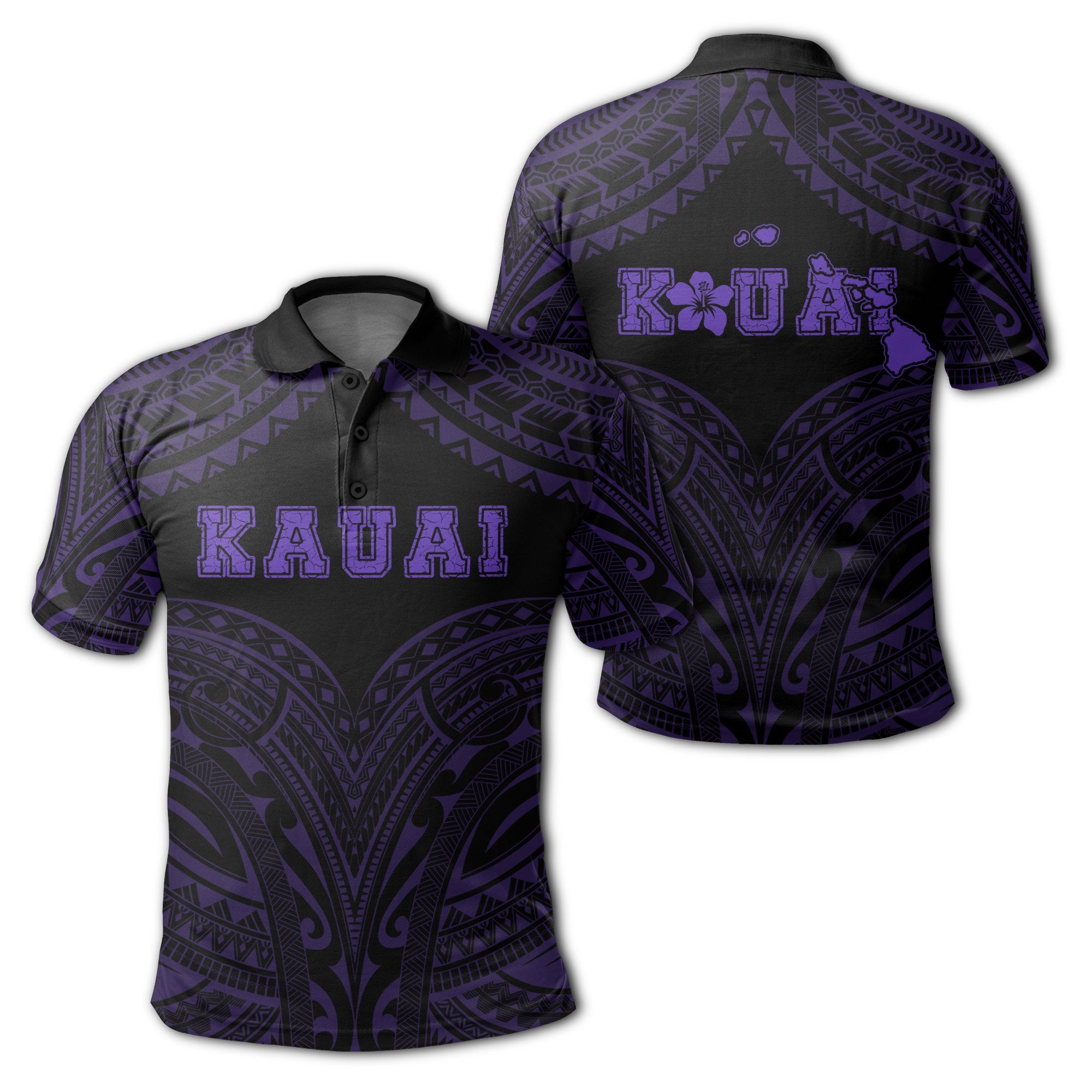 Hawaiian Kanaka Map Polynesian Kauai Polo Shirt Purple Brad Style Unisex Purple - Polynesian Pride