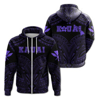 Hawaiian Kanaka Map Polynesian Kauai Hoodie Zip Purple Brad Style Unisex Purple - Polynesian Pride