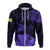 Hawaiian King Kanaka Map Polynesian Kauai Hoodie Zip Purple Hala Style - Polynesian Pride
