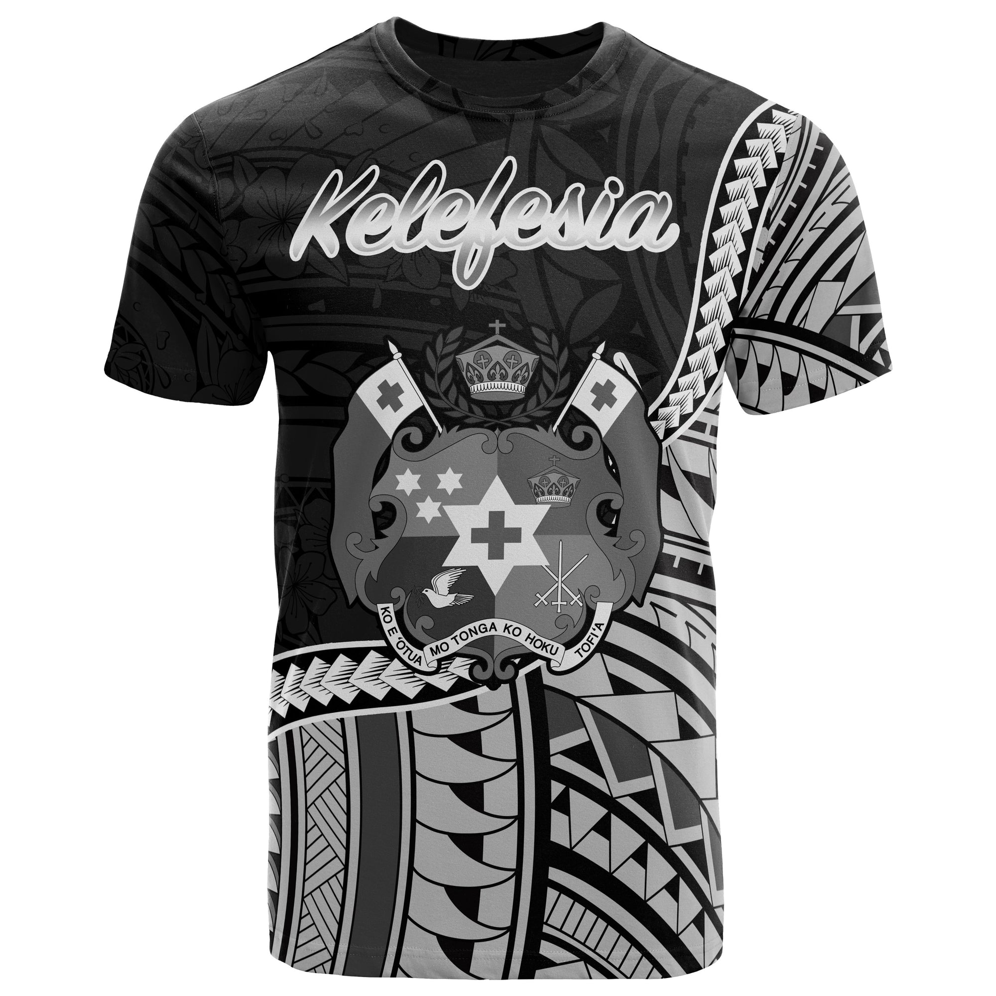 Tonga T Shirt Kelefesia Polynesian Patterns Unisex Black - Polynesian Pride