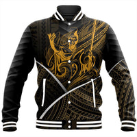 Hawaiian - King's Hawaii Coat Of Arms Polynesian Baseball Jacket - Mana Style - AH Unisex Black - Polynesian Pride