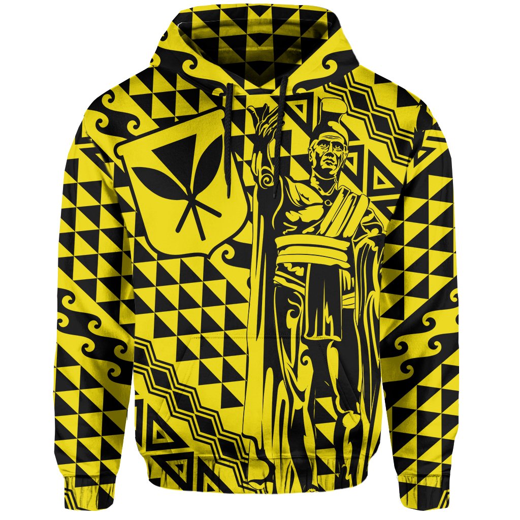 Hawaii Hoodie King Kakau Kanaka Yellow - Polynesian Pride