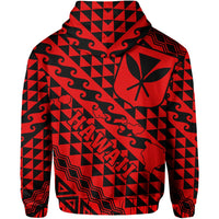 Hawaii Hoodie (Zip) King Kakau Kanaka Red - Polynesian Pride