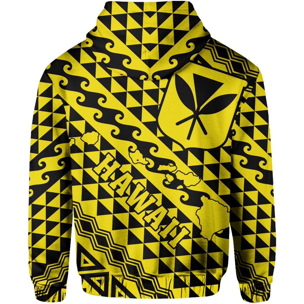 Hawaii Hoodie (Zip) King Kakau Kanaka Yellow - Polynesian Pride