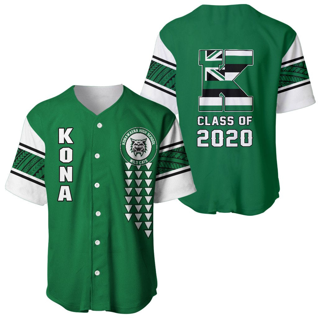 (Personalised) Hawaii Baseball Jersey - Konawaena High Custom Your Class Baseball Jersey Shirt AH Green - Polynesian Pride