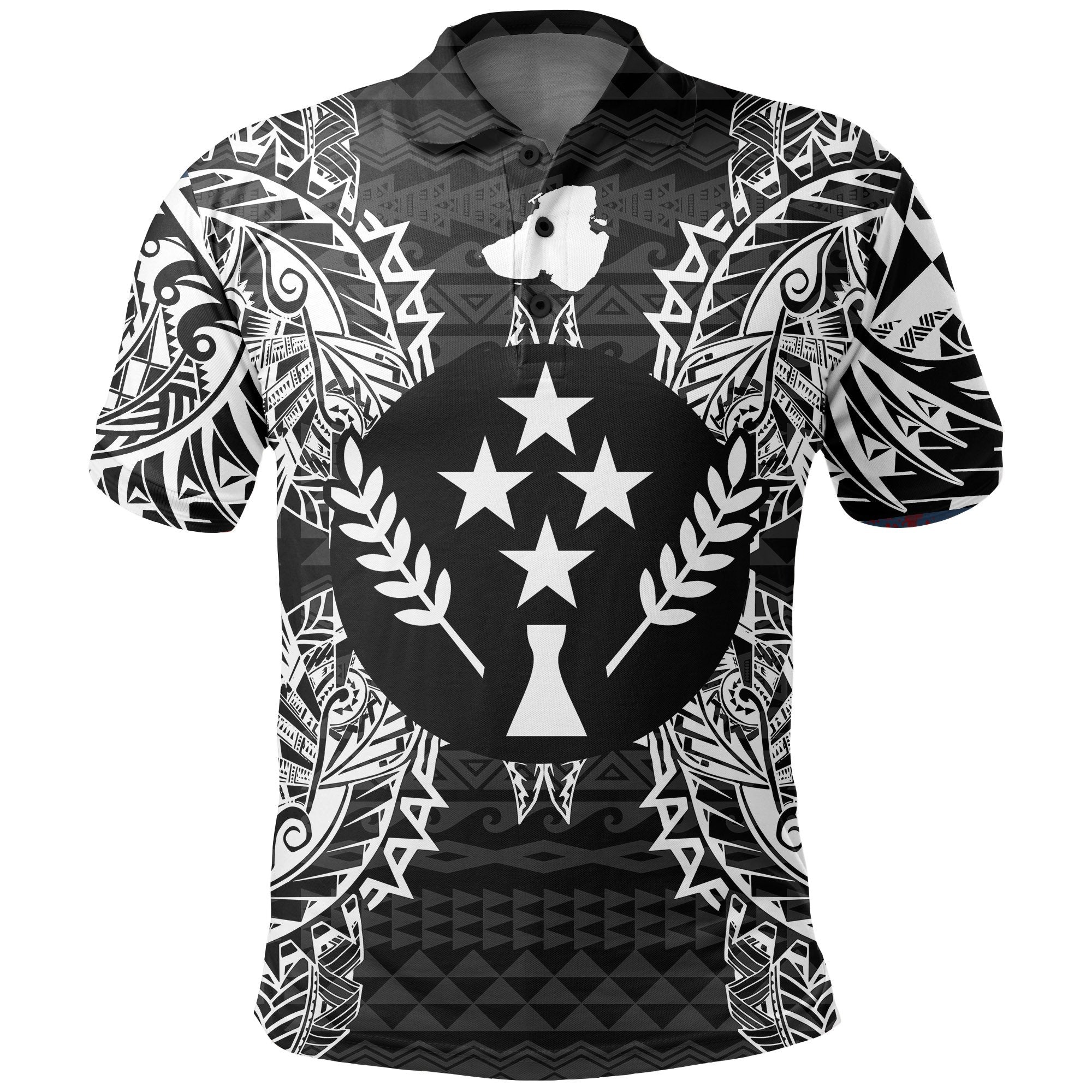 Kosrae Polo Shirt Kosrae Flag Map Polynesian Tattoo Black Unisex Black - Polynesian Pride