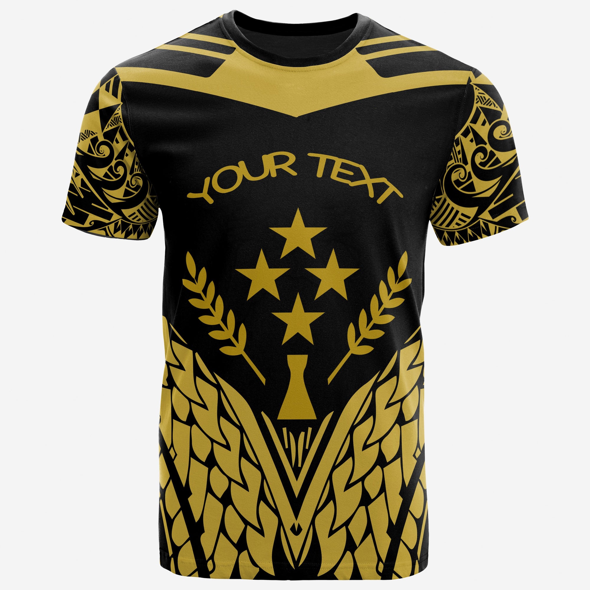 Kosrae T Shirt Unique Eagle Feather Texture Black Yellow Unisex Black Yellow - Polynesian Pride