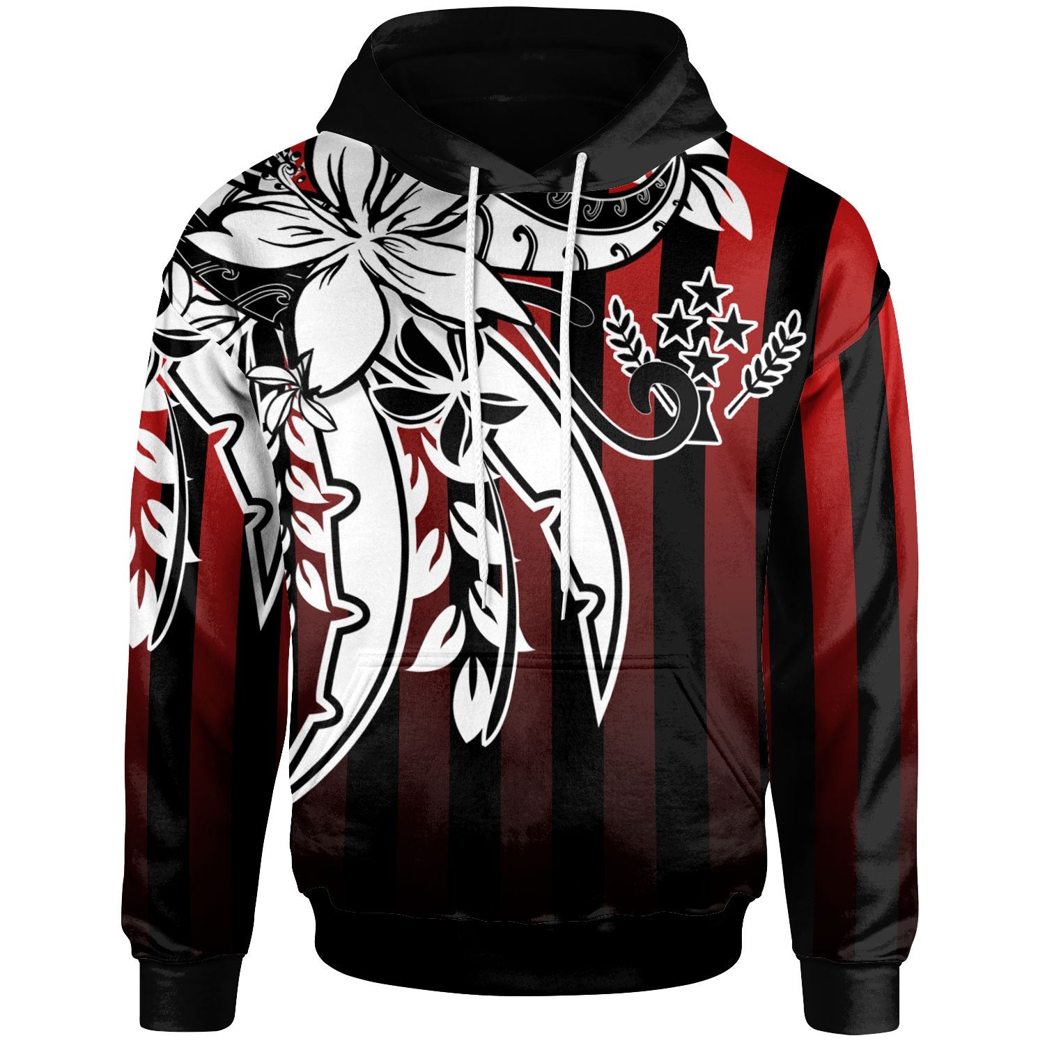 Kosrae Hoodie Vertical Stripes Style Unisex Red - Polynesian Pride