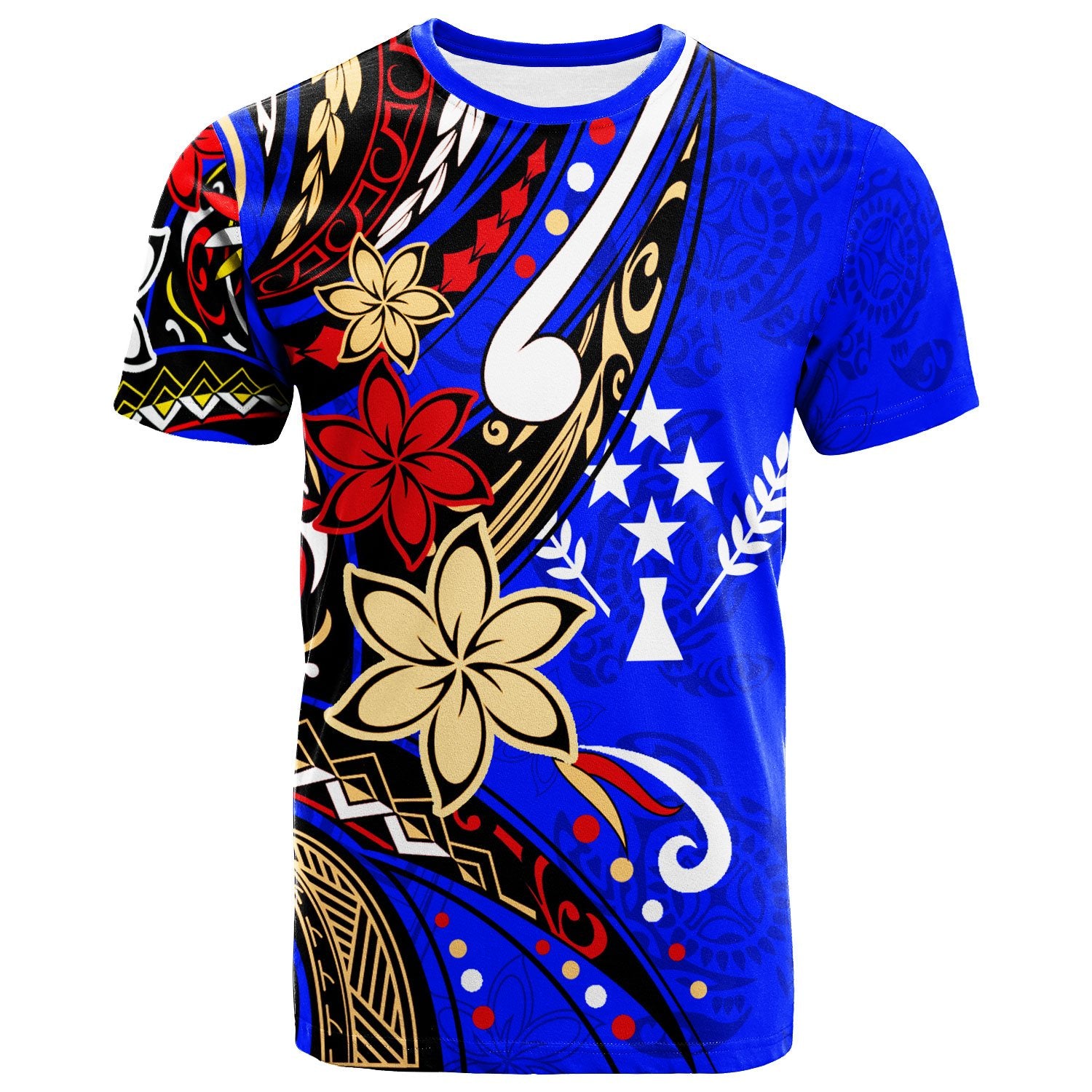 Kosrae T Shirt Tribal Flower With Special Turtles Dark Blue Color Unisex Dark Blue - Polynesian Pride