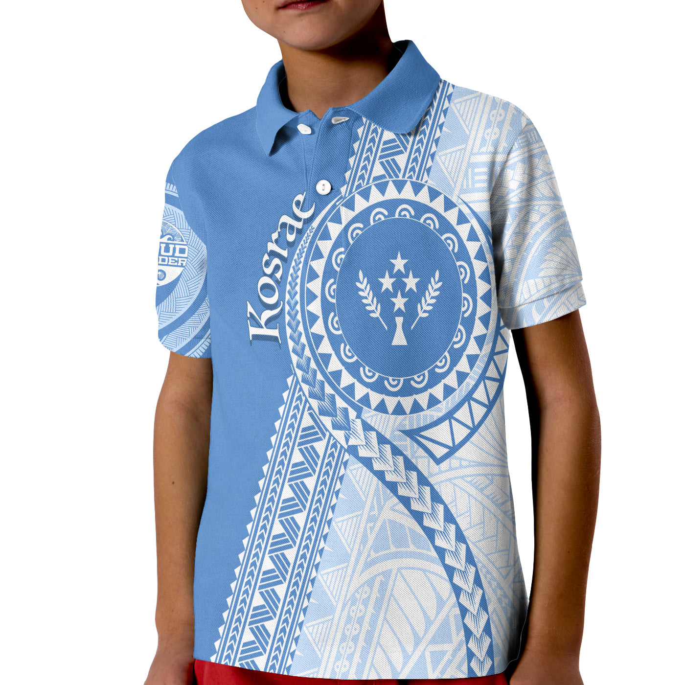 (Custom Personalised) FSM Kosrae Micronesian Pattern KID Polo Shirt Proud Islander LT7 Unisex Cerulean - Polynesian Pride