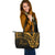 Kosrae State Leather Tote - Gold Color Cross Style - Polynesian Pride