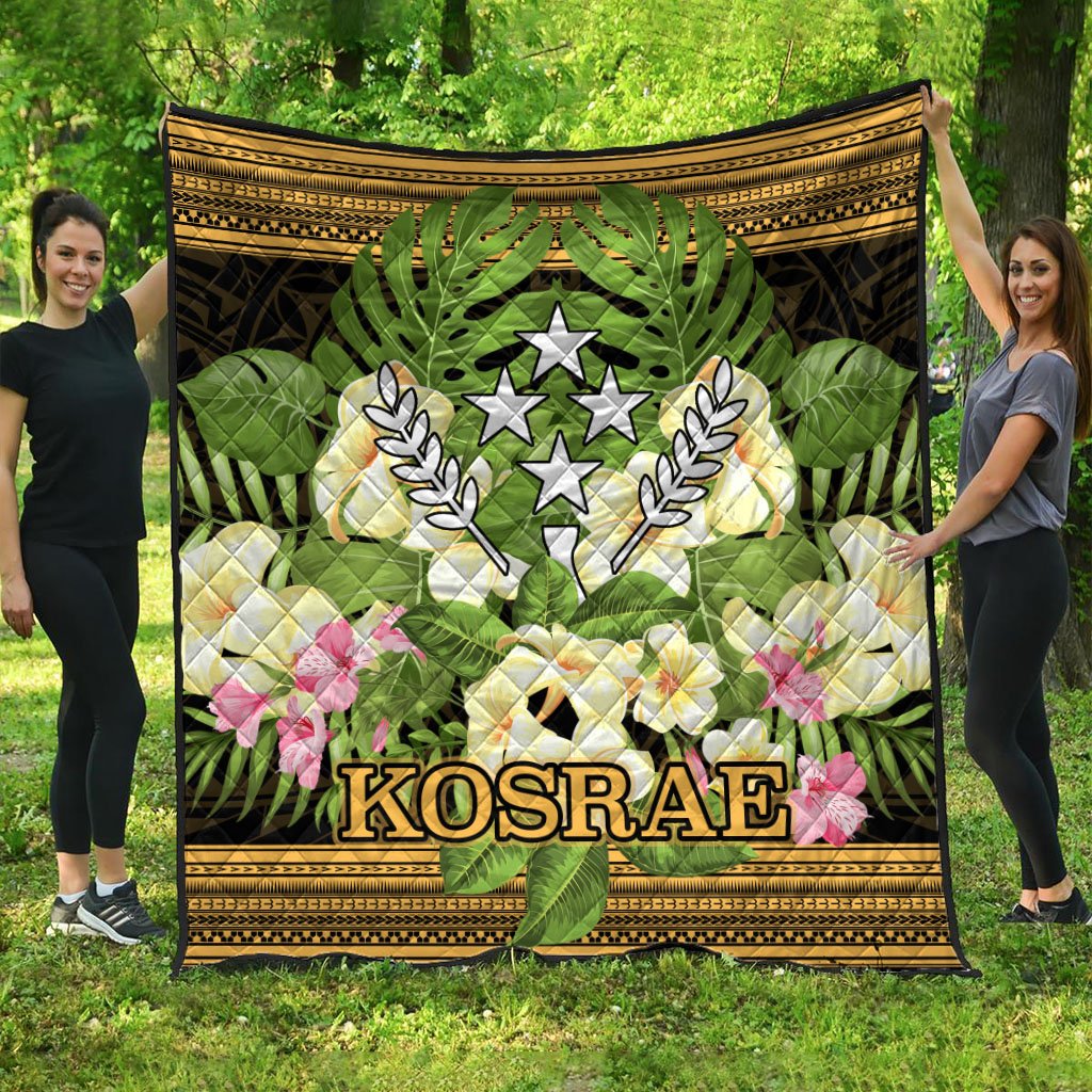 Kosrae State Premium Quilt - Polynesian Gold Patterns Collection Black - Polynesian Pride