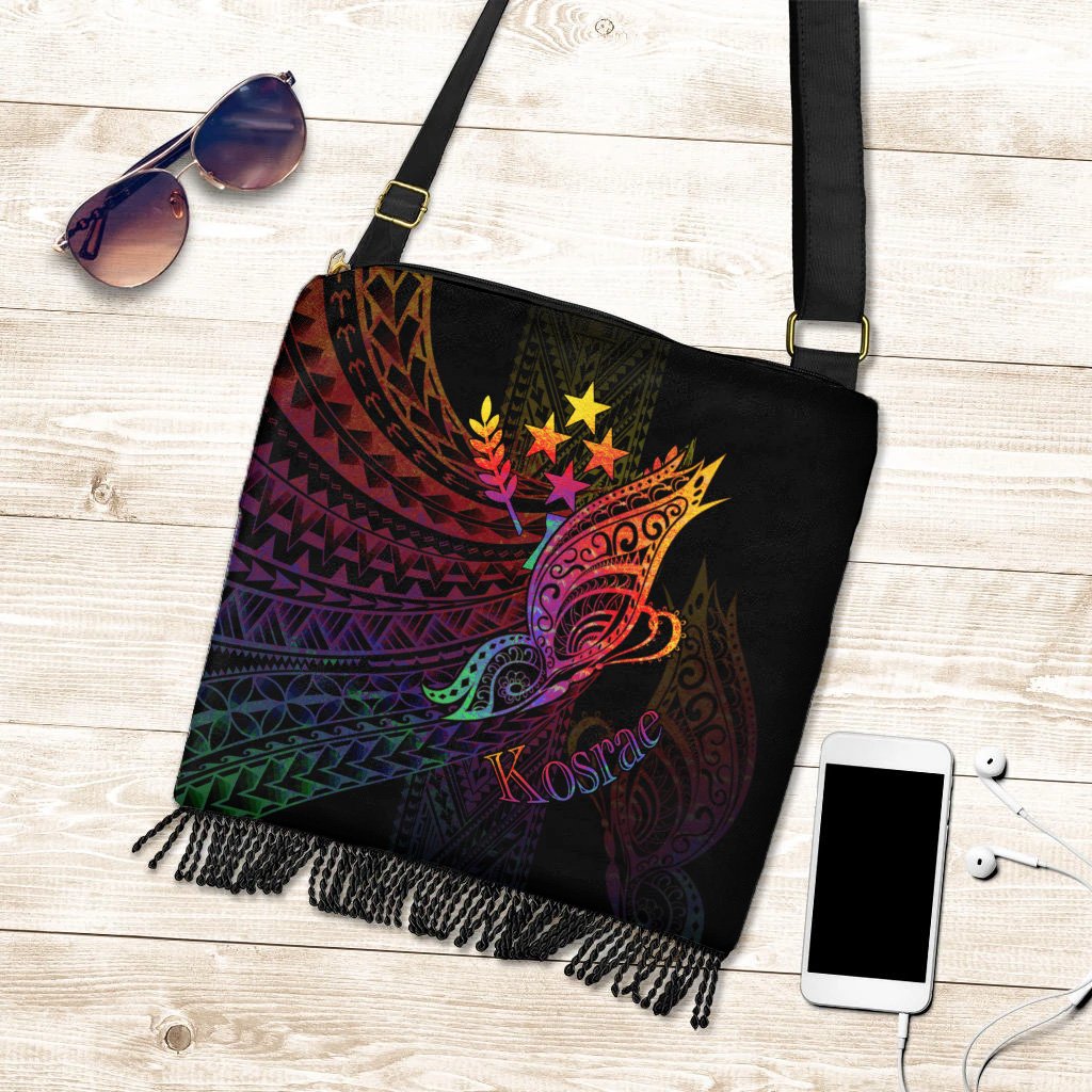 Kosrae State Boho Handbag - Butterfly Polynesian Style One Size Boho Handbag Black - Polynesian Pride