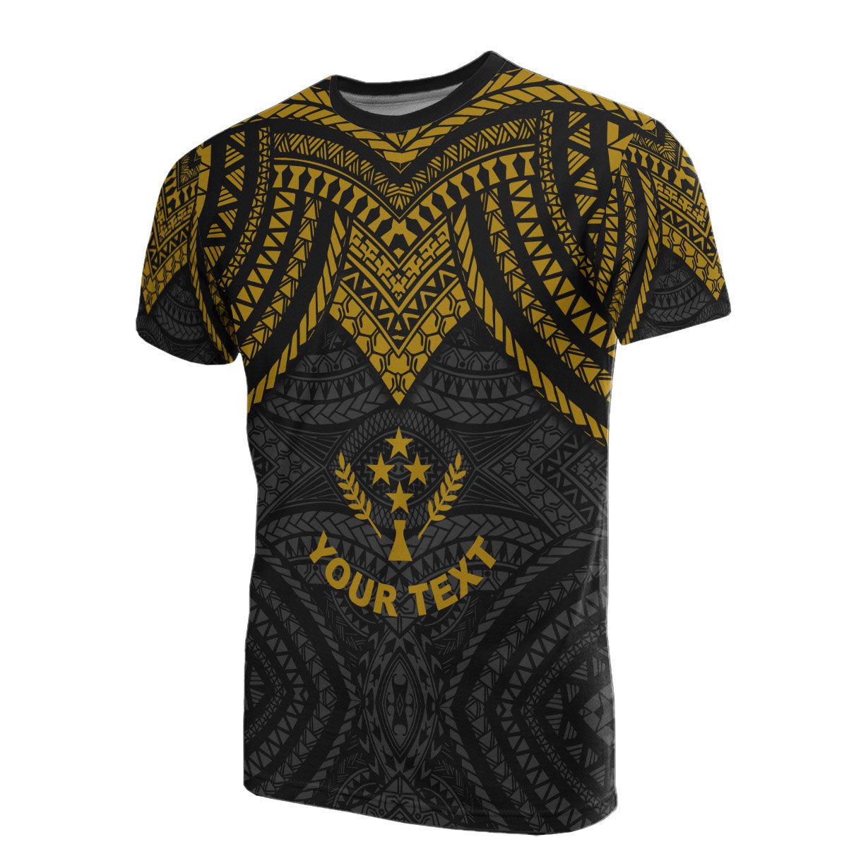 Kosrae Custom T Shirt Micronesian Pattern Gold Armor Style Unisex Gold - Polynesian Pride