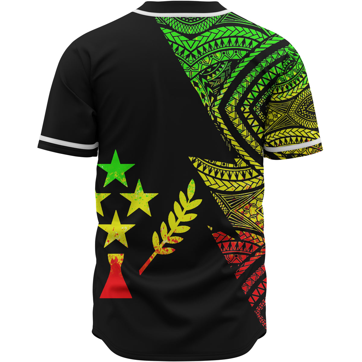Kosrae Custom Personalized Baseball Shirt - Flash Style Reggae - Polynesian Pride