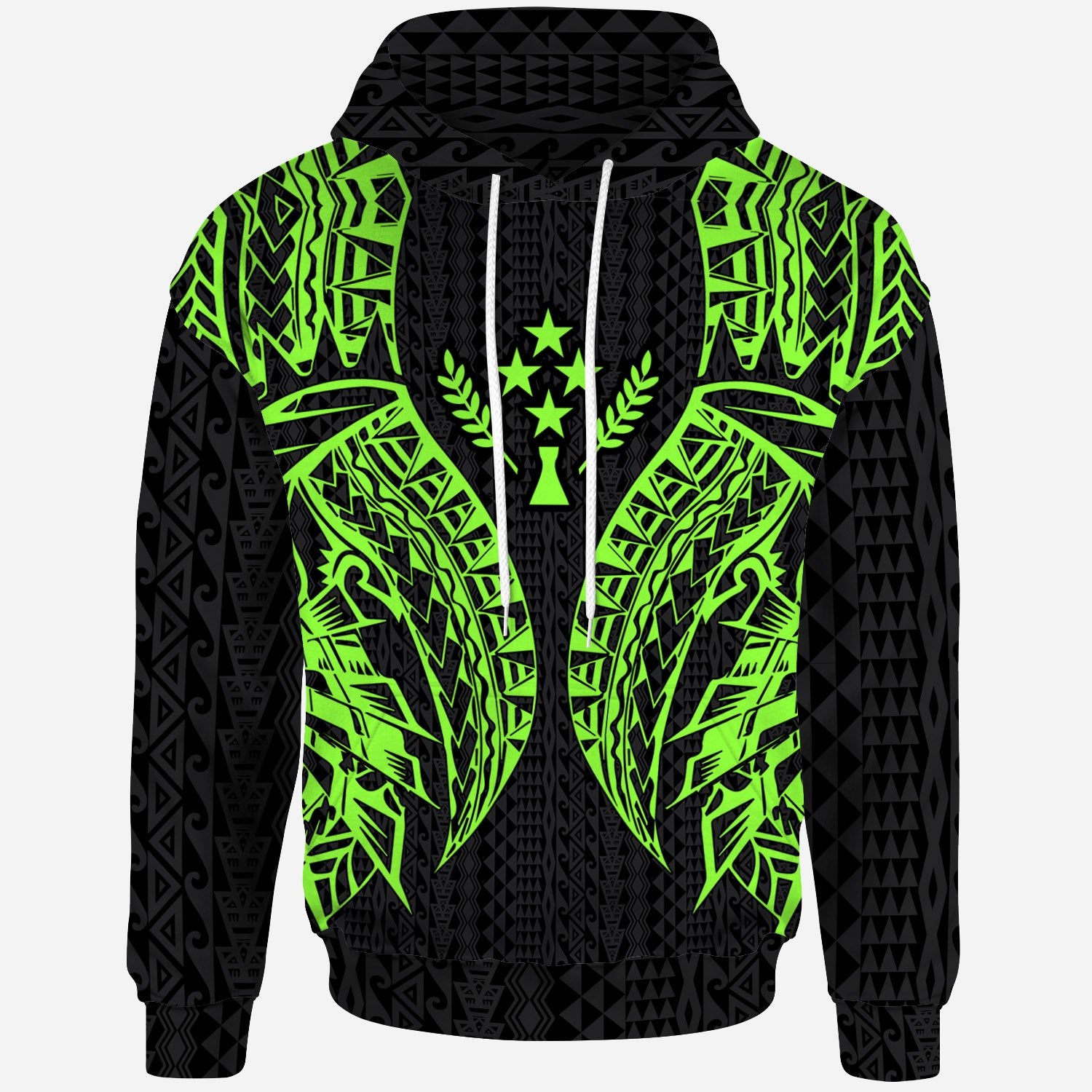 Kosrae Hoodie Micronesian Lion Head Green Style Unisex Green - Polynesian Pride