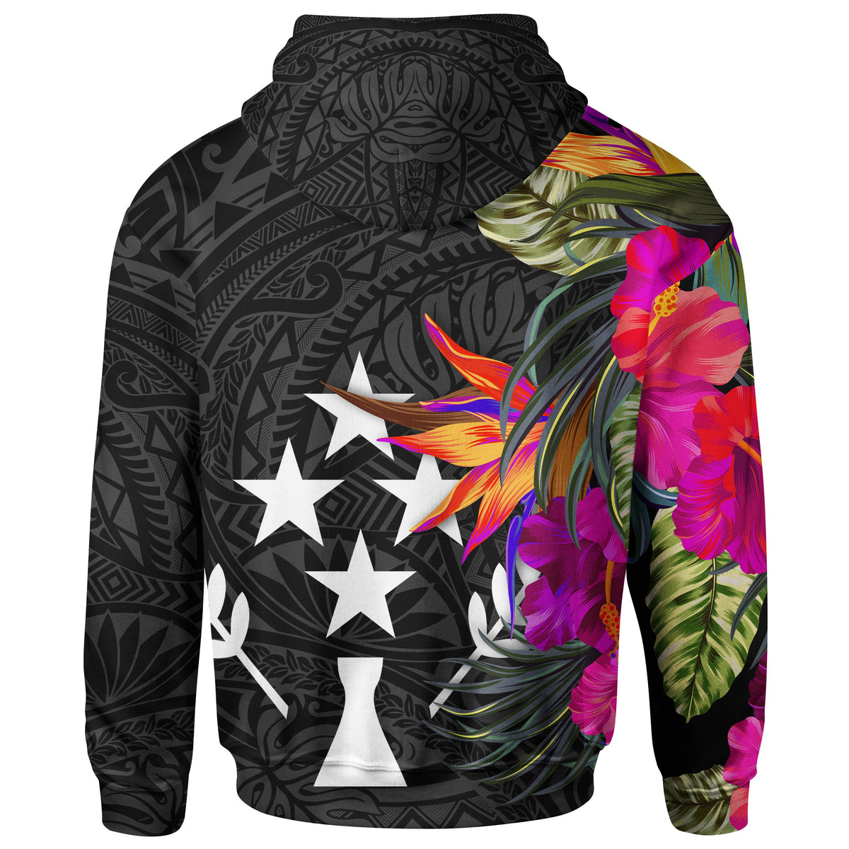 Kosrae Zip up Hoodie Hibiscus Polynesian Pattern - Polynesian Pride