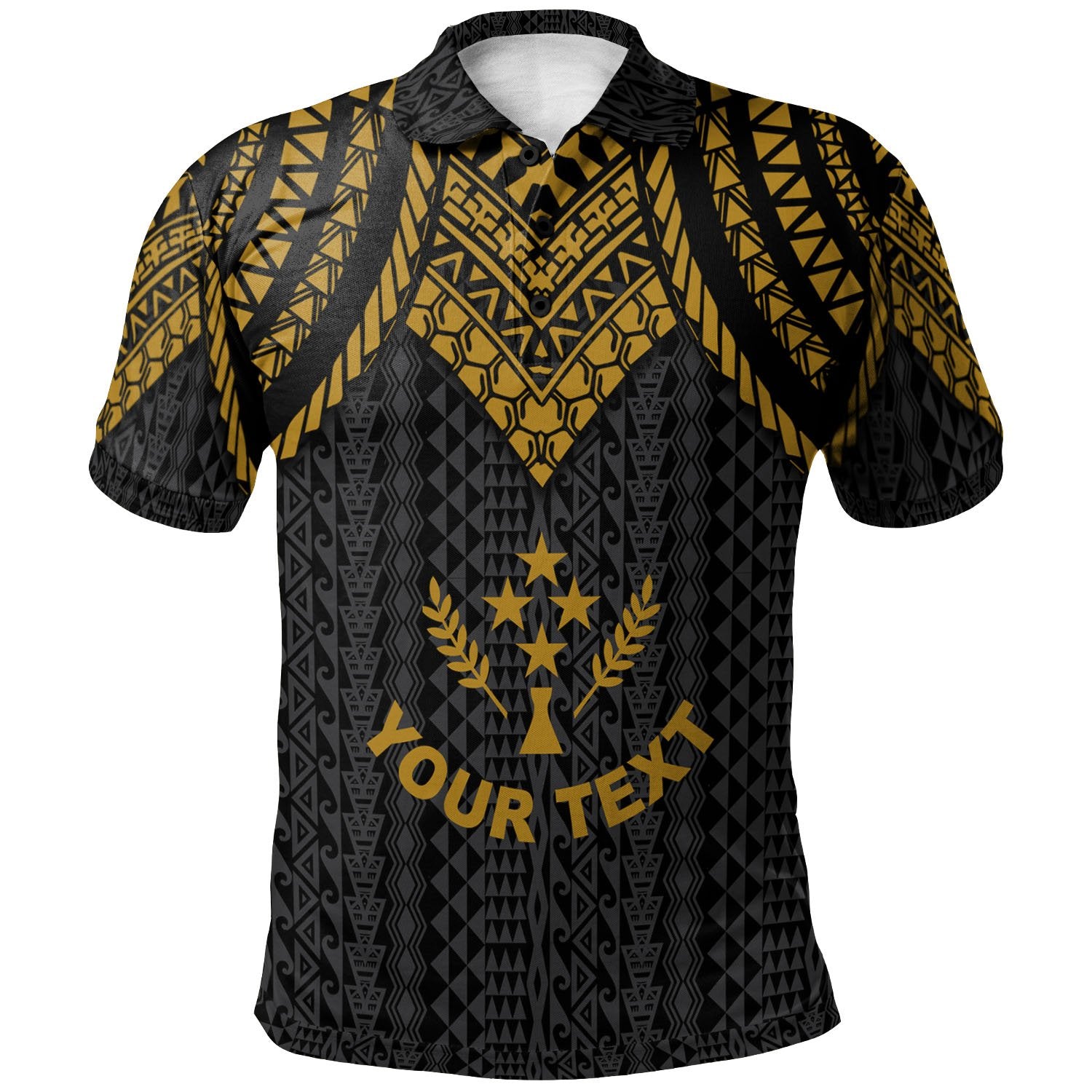 Kosrae Custom Polo Shirt Polynesian Armor Style Gold Unisex Gold - Polynesian Pride