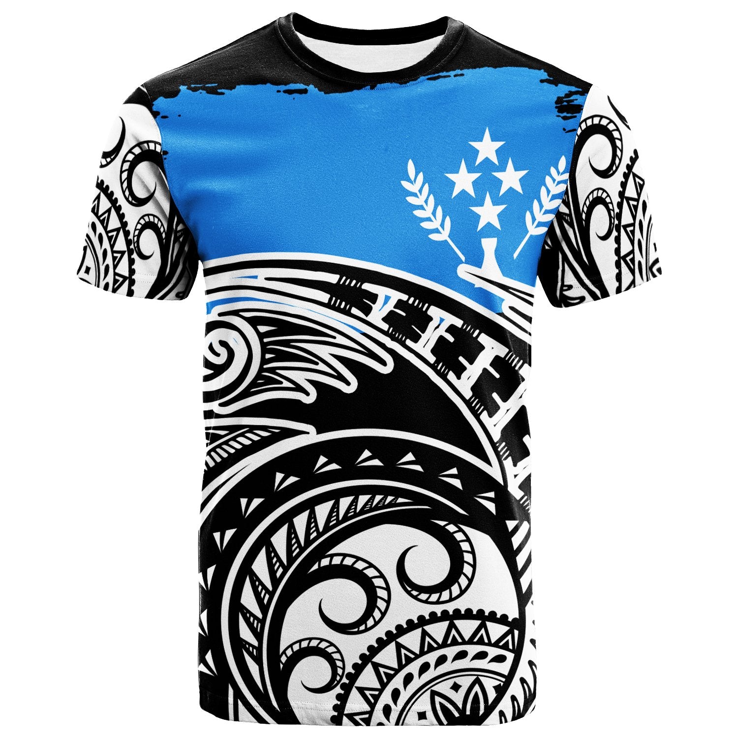 Kosrae T Shirt Ethnic Style With Round Black White Pattern Unisex Black - Polynesian Pride