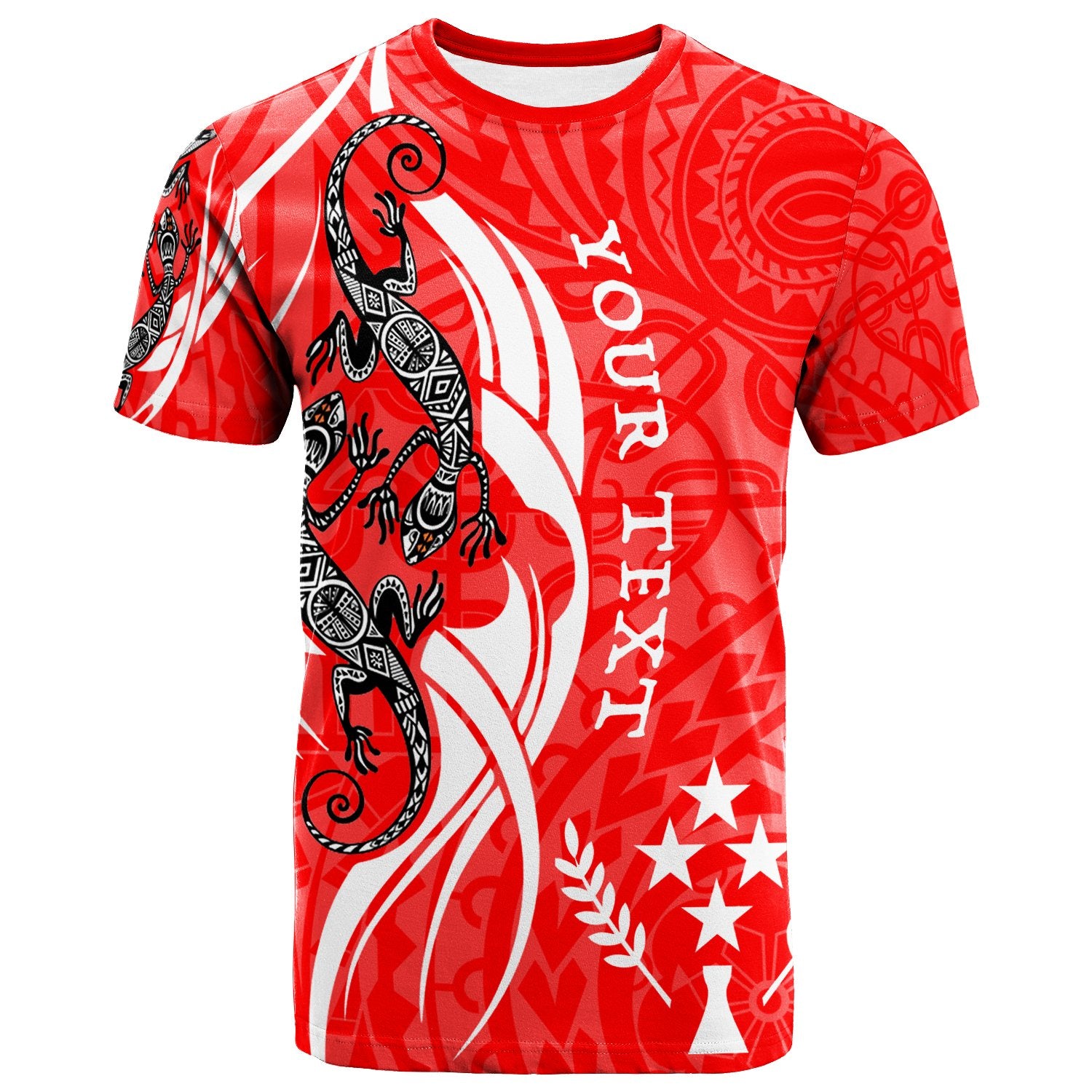 Kosrae CustomT Shirt Lizard Tattoo Red Color Unisex Red - Polynesian Pride