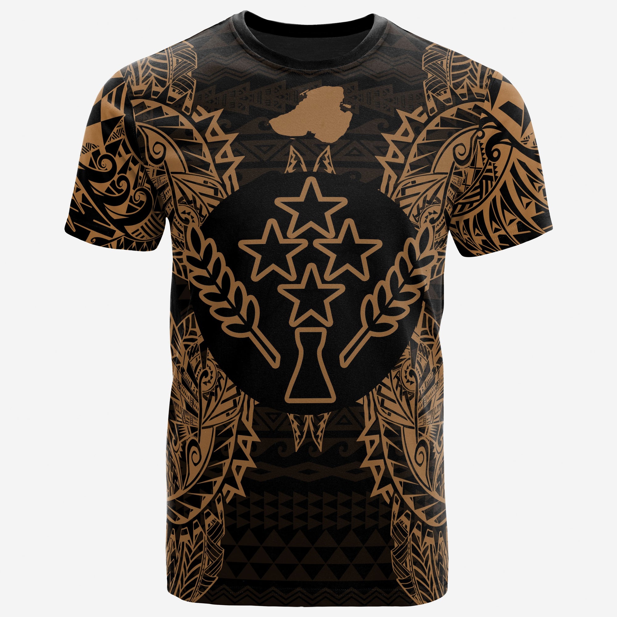 Kosrae All T Shirt Kosrae Flag Map Polynesian Tattoo Gold Unisex Gold - Polynesian Pride