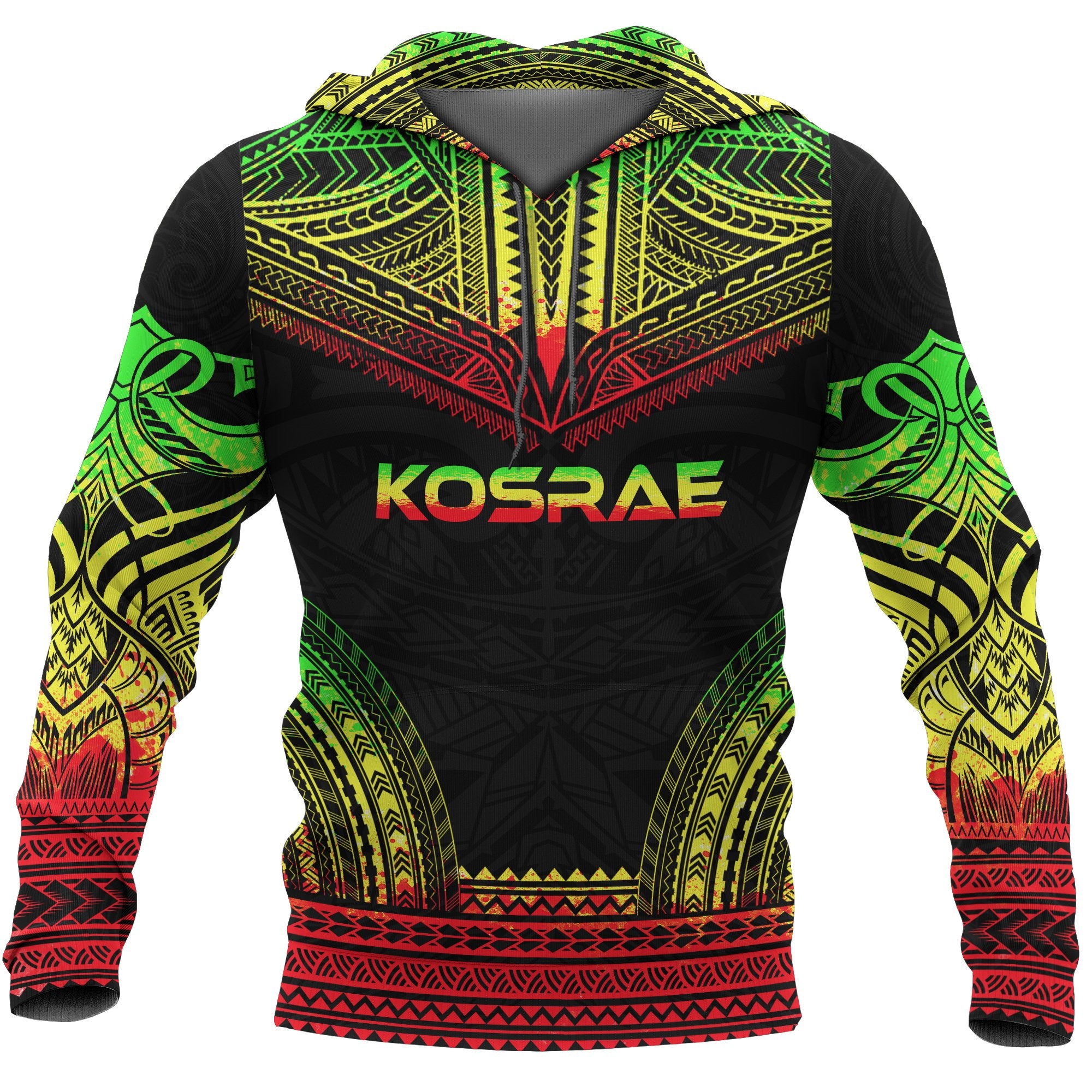 Kosrae All Over Hoodie Micronesian Reggae Color Version Unisex Reggae - Polynesian Pride