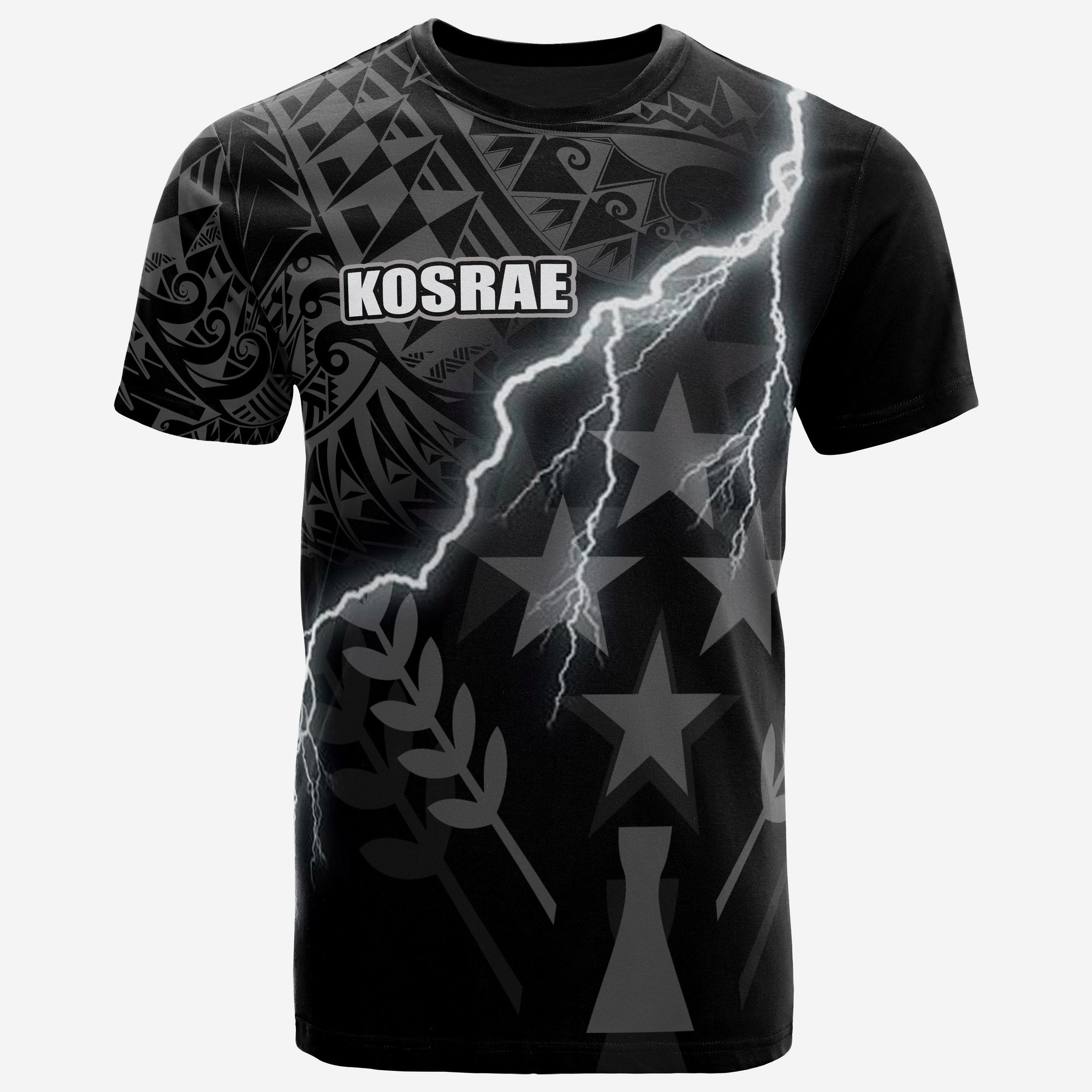 Kosrae T Shirt Kosrae Flag Lighting Thunder Unisex Black - Polynesian Pride