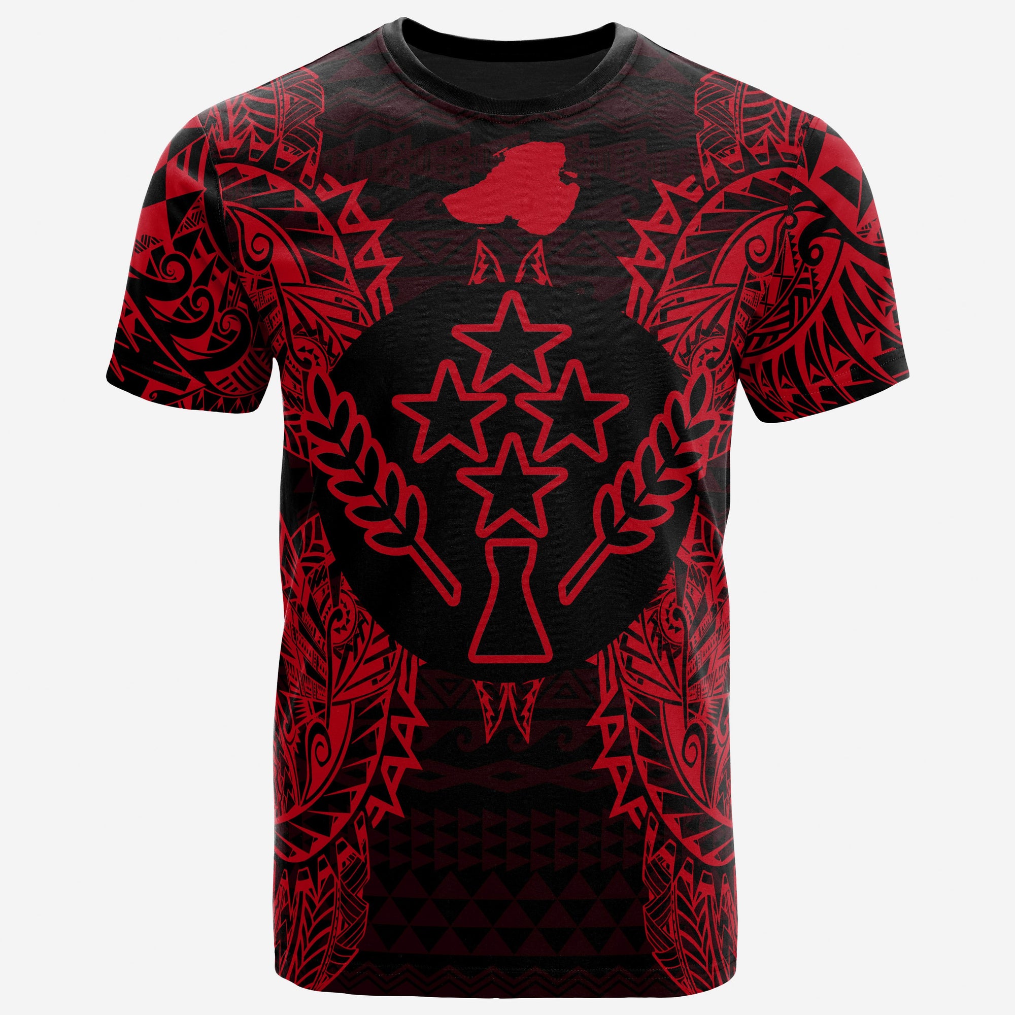 Kosrae All T Shirt Kosrae Flag Map Polynesian Tattoo Red Unisex Gold - Polynesian Pride