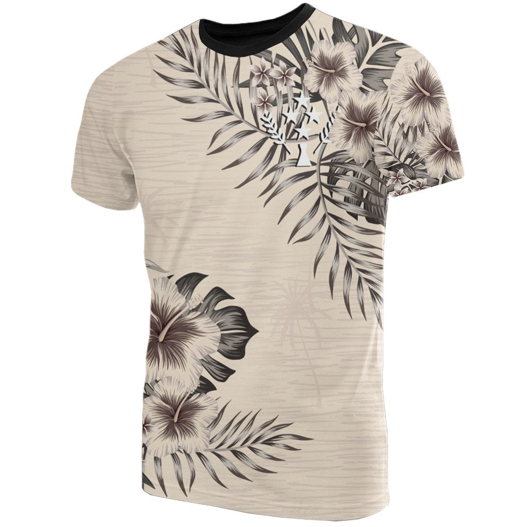 Kosrae T Shirt Kosrae Flag Beige Hibiscus Unisex Beige - Polynesian Pride