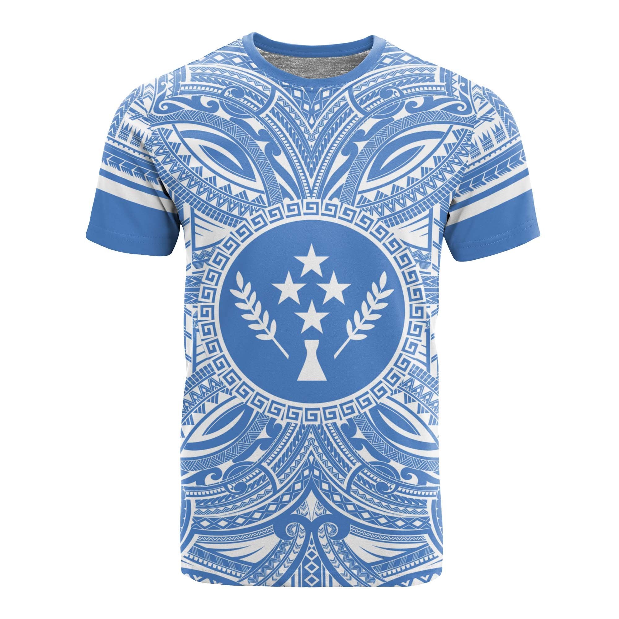 Kosrae All T Shirt Kosrae Coat Of Arms Polynesian Flag Color Unisex Blue - Polynesian Pride