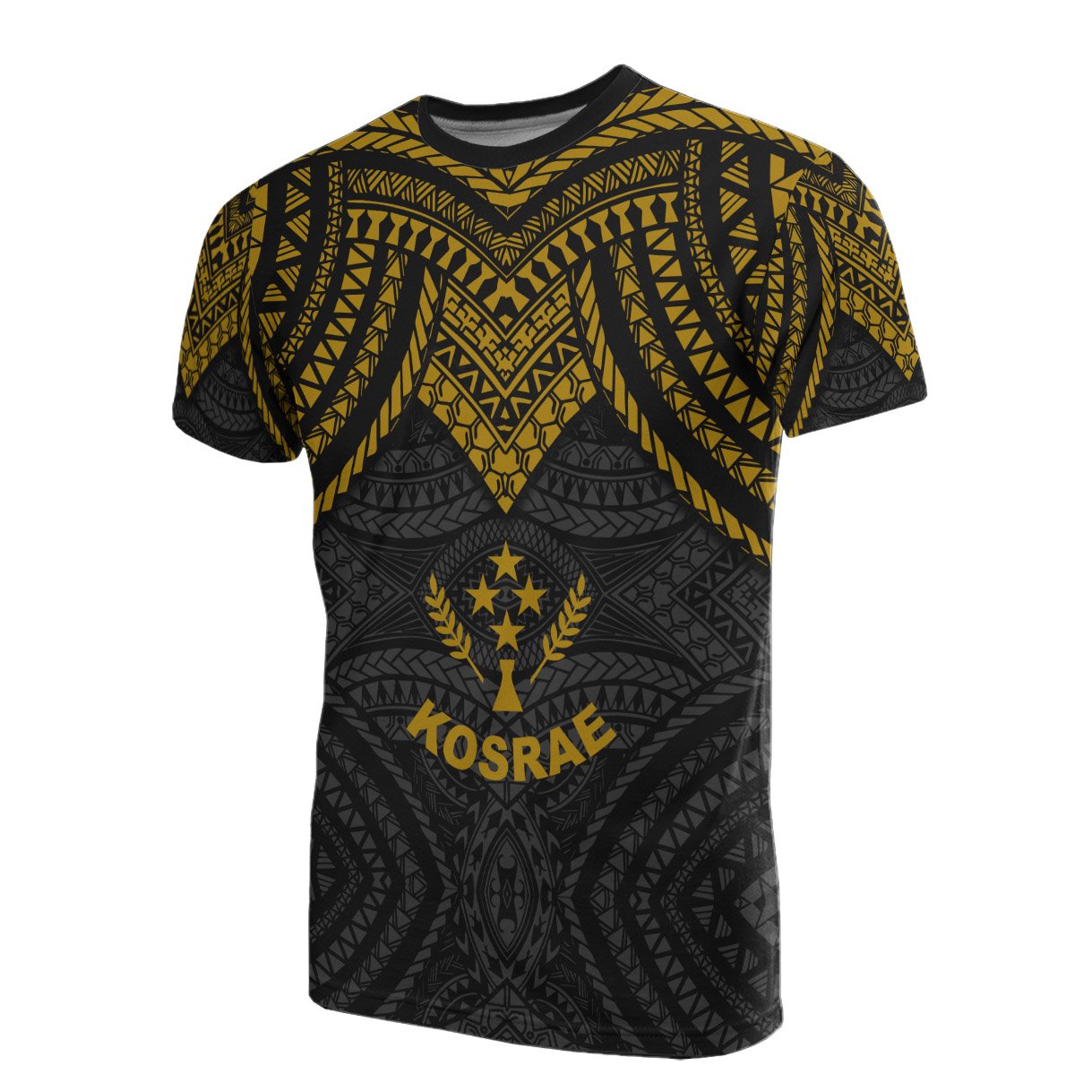 Kosrae T Shirt Micronesian Pattern Gold Armor Style Unisex Gold - Polynesian Pride