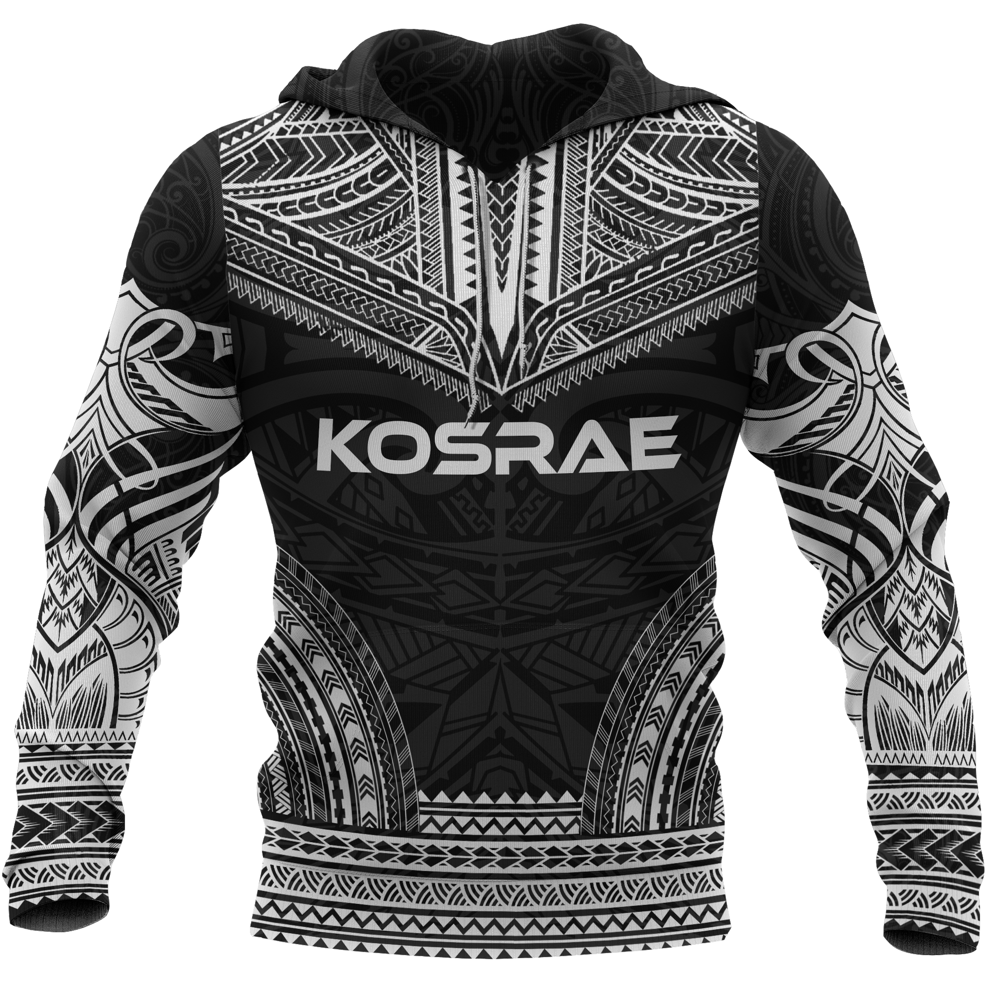 Kosrae Polynesian Chief Hoodie Black Version Unisex Black - Polynesian Pride